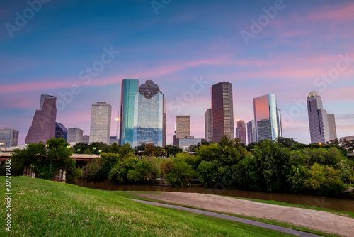 Houston city downtown skyline cityscape of Texas USA