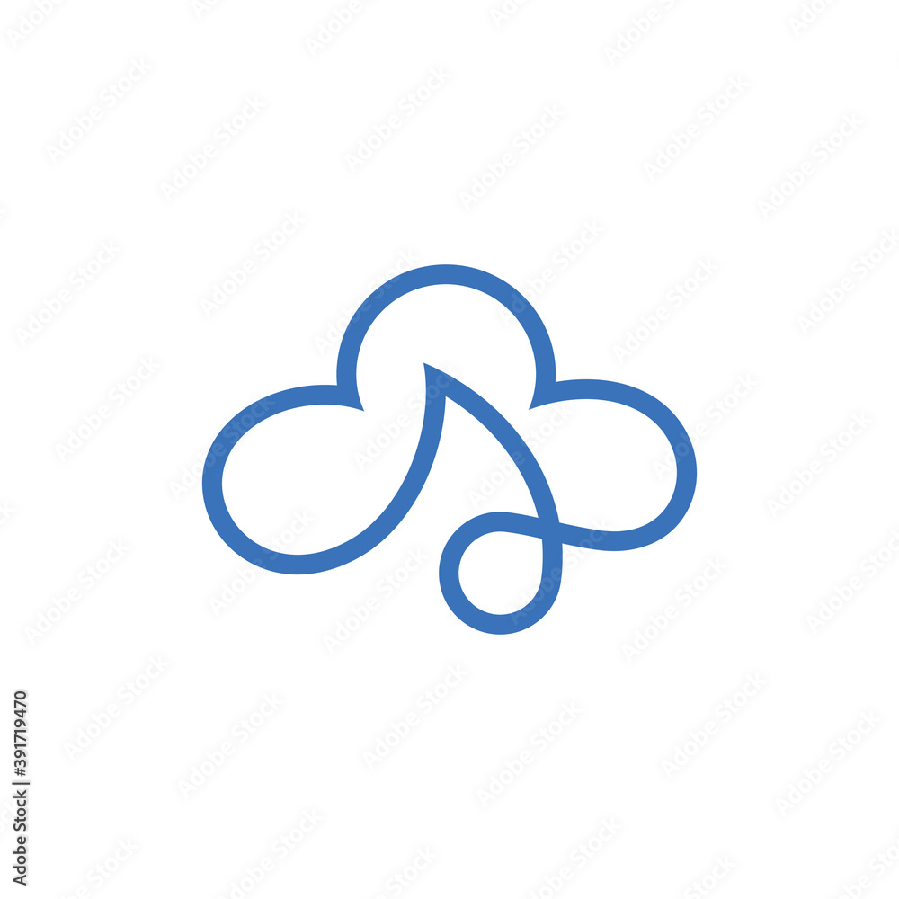 Letter A Cloud Logo with Minimalist Line Art Style Letter A Cloud Logo with Minimalist Line Art Style