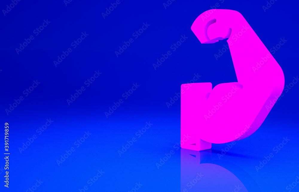 Pink Bodybuilder showing his muscles icon isolated on blue background. Fit fitness strength health hobby concept. Minimalism concept. 3d illustration 3D render. Pink Bodybuilder showing his muscles icon isolated on blue background. Fit fitness strength health hobby concept. Minimalism concept. 3d illustration 3D render.