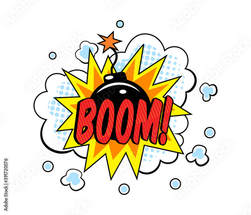 Comic speech bubble. Speech clouds with quotes, exclamations, surprise, admiration, anger, sound effects pop art. Vector pattern with comic speech bubble, boom, burst clouds.