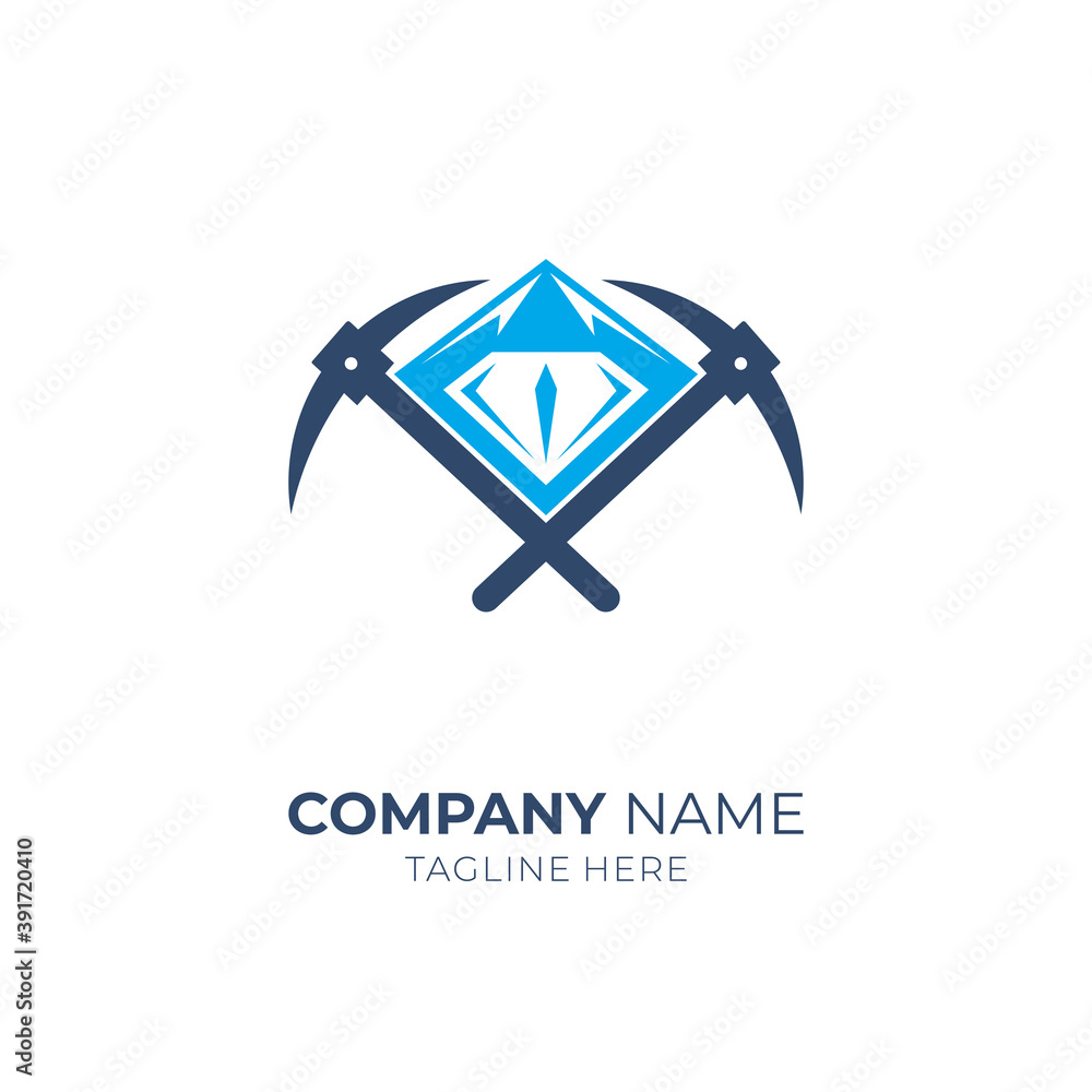 Diamond Mountain Mining Logo, Simple Modern Flat Logo Style Blue Color on White Background Diamond Mountain Mining Logo, Simple Modern Flat Logo Style Blue Color on White Background