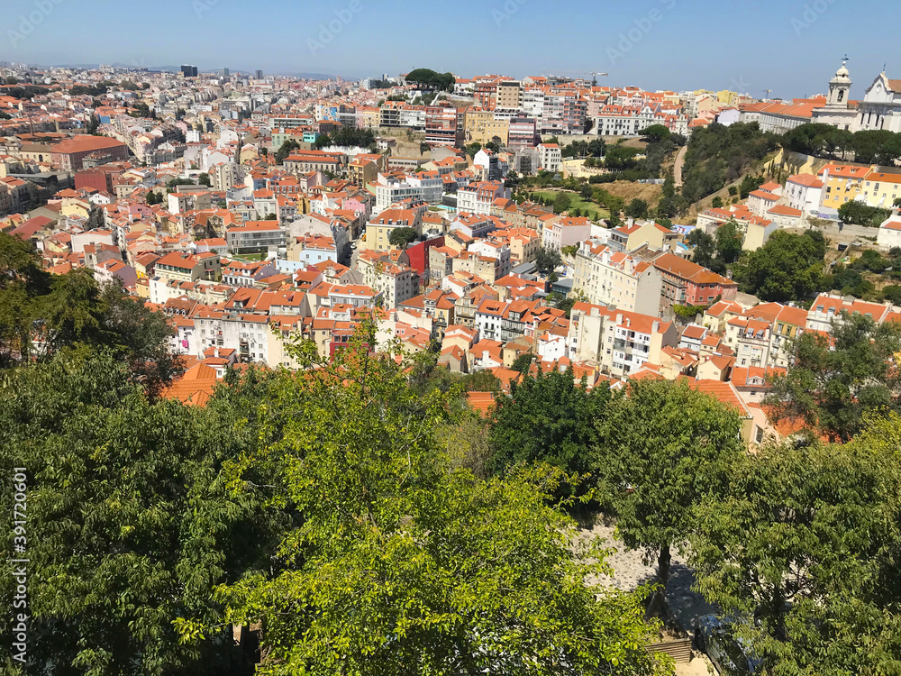 Aerial view of city in Lisbon Portugal