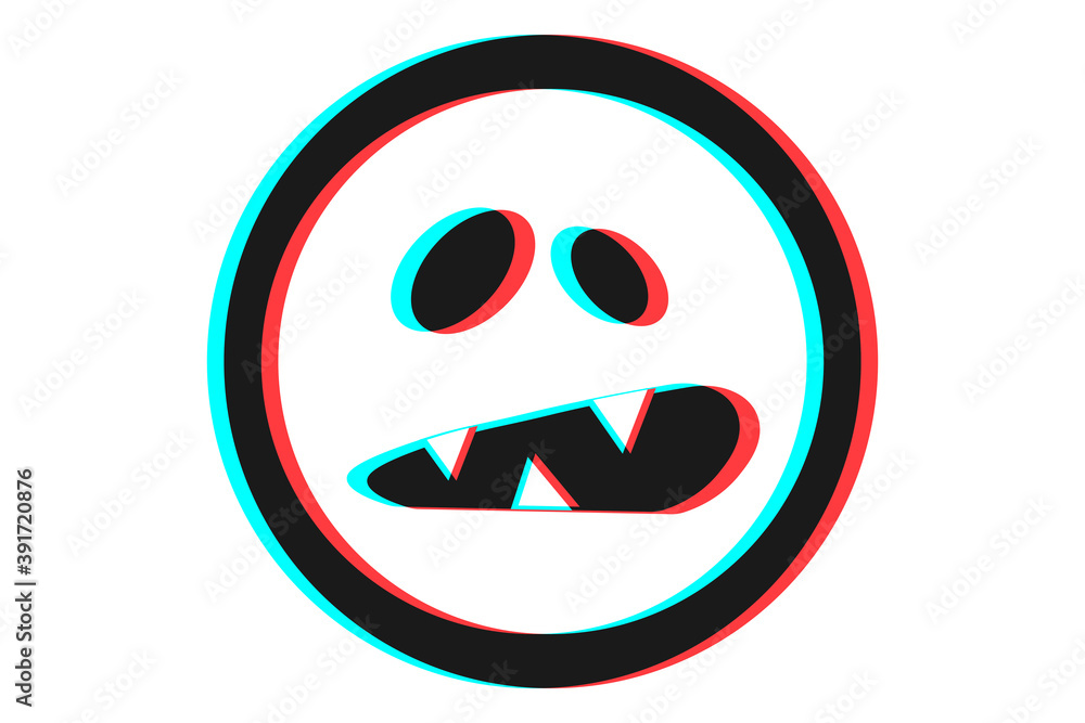 Smile or Emoji icon illustration in blue and red colors for Halloween day Smile or Emoji icon illustration in blue and red colors for Halloween day