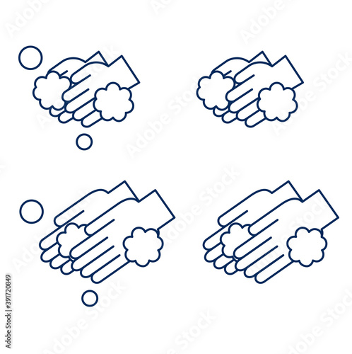 手を洗う線画（塗りなし）