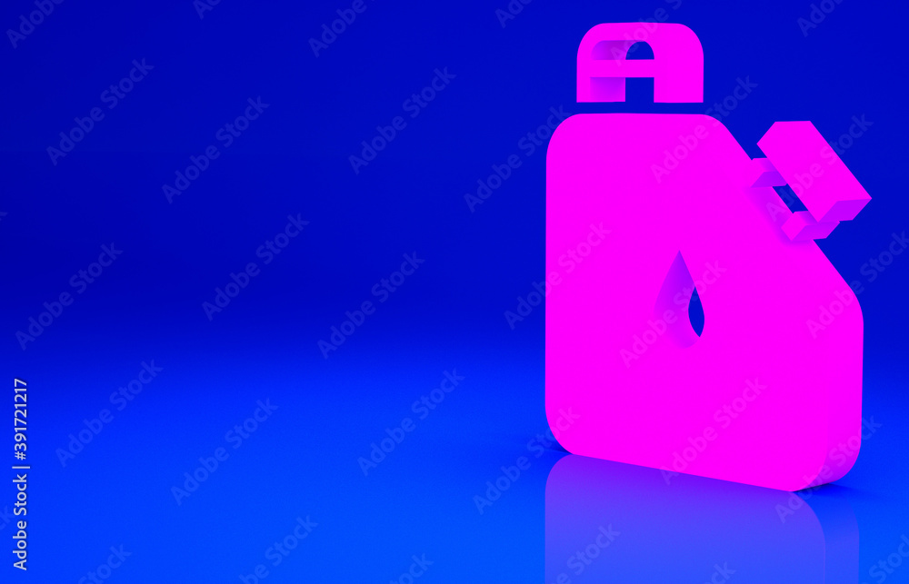 Pink Canister for flammable liquids icon isolated on blue background. Oil or biofuel, explosive chemicals, dangerous substances. Minimalism concept. 3d illustration 3D render. Pink Canister for flammable liquids icon isolated on blue background. Oil or biofuel, explosive chemicals, dangerous substances. Minimalism concept. 3d illustration 3D render.