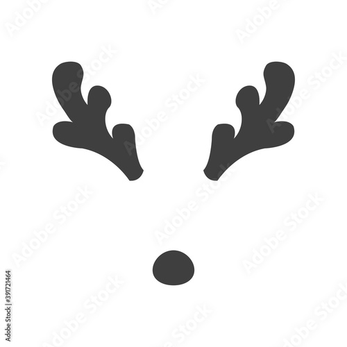 Tiempo de Navidad. Logotipo con nariz y astas de reno Rodolfo en color gris