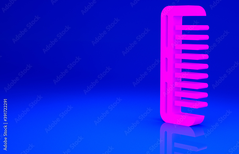 Pink Hairbrush icon isolated on blue background. Comb hair sign. Barber symbol. Minimalism concept. 3d illustration 3D render. Pink Hairbrush icon isolated on blue background. Comb hair sign. Barber symbol. Minimalism concept. 3d illustration 3D render.
