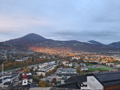 Mesmerizing shot of beautiful cityscape, fall Salzburg, Austria.