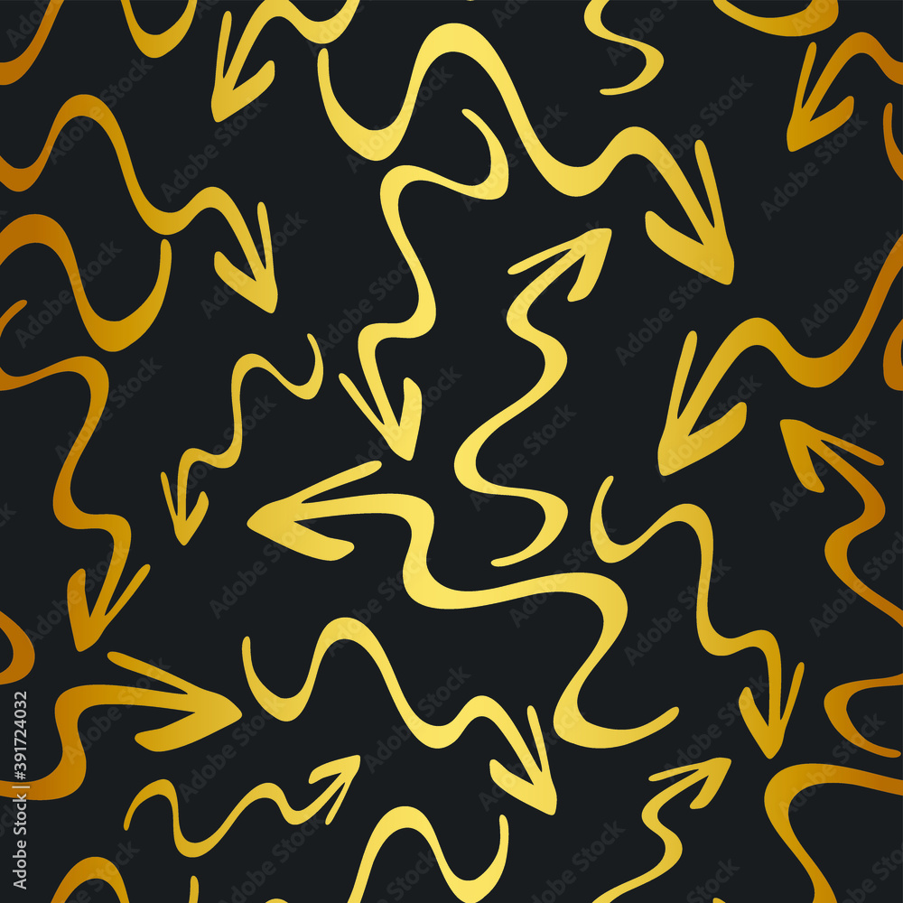 Golden texture. Seamless geometric pattern. Vector seamless pattern. Geometric background with chaotic arrows and direction. Abstract stylish trendy geometric pattern. Golden texture. Seamless geometric pattern. Vector seamless pattern. Geometric background with chaotic arrows and direction. Abstract stylish trendy geometric pattern.