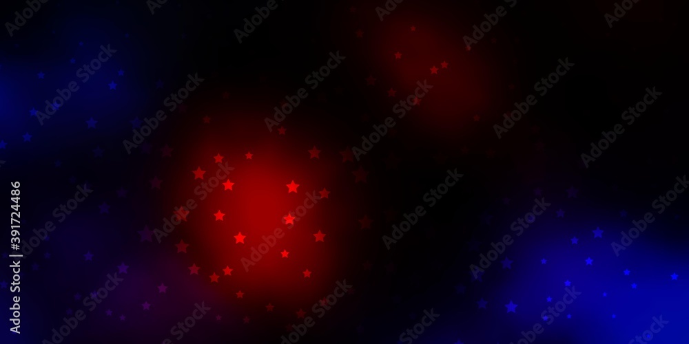 Dark Red vector pattern with abstract stars.