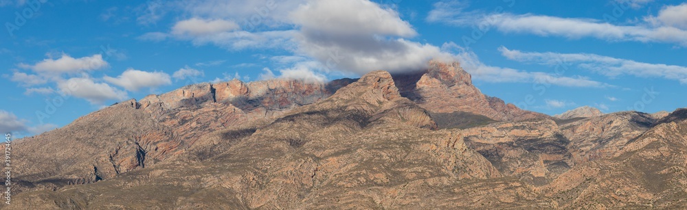 Fototapeta premium Wide angle views over the Hex River valley in the western cape of south africa, an area known for its table grapes
