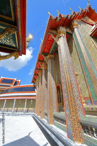 Thai architecture and beautiful Thai motifs in Ratchabophit Sathitmahasimaram Ratchaworawihan temple photo