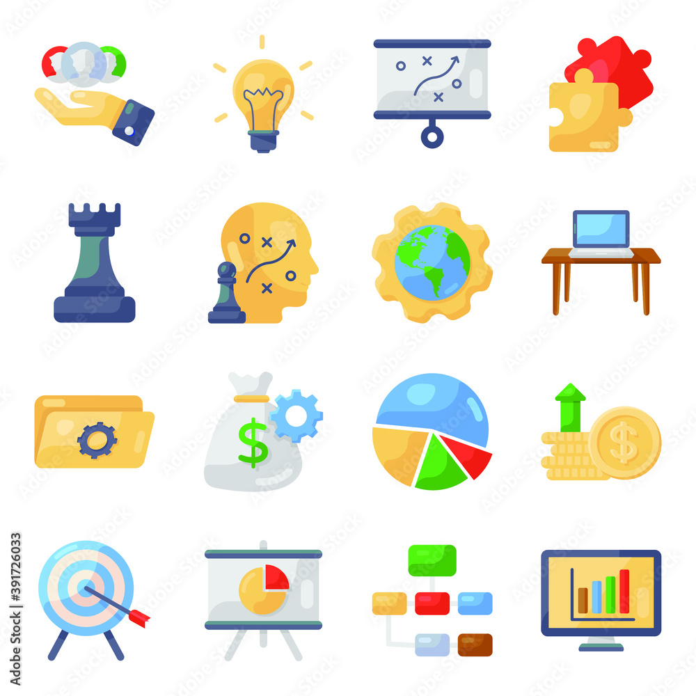 Pack of Business and Strategy Flat Icons
Pack of Business and Strategy Flat Icons
