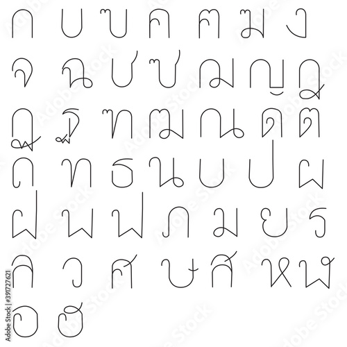 alphabet font Thai stye ,font Thai set ,letter  thai style