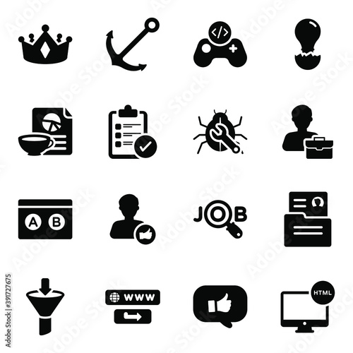 
Search Engine and Business in Editable Flat Icons Style 
