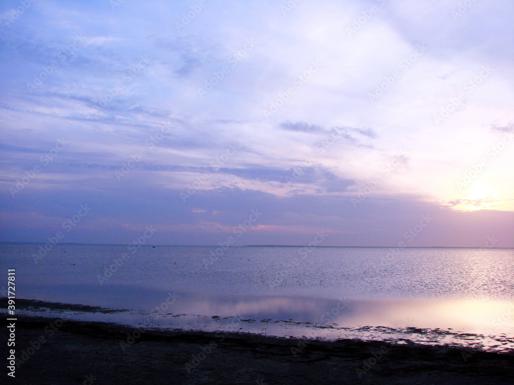 Boundless natural color palette of sunset over Lake Sivash. Boundless natural color palette of sunset over Lake Sivash.