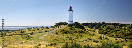 Lighthouse near Kloster (Island Hiddensee - Germany) - panoramic view from North