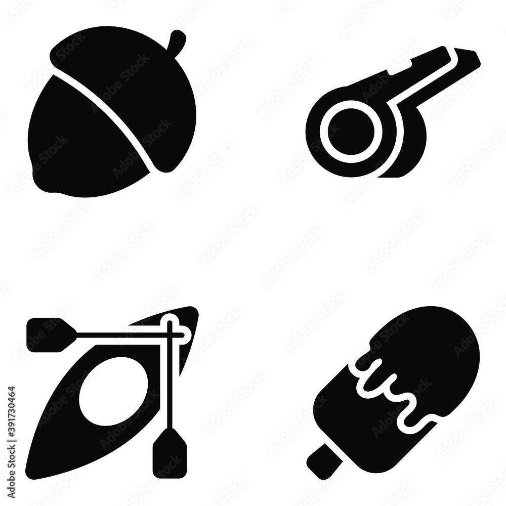 
Editable Icons of Food and Beach in Flat Style 

