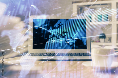 Wallpaper Mural Forex market chart hologram and personal computer background. Multi exposure. Concept of investment. Torontodigital.ca