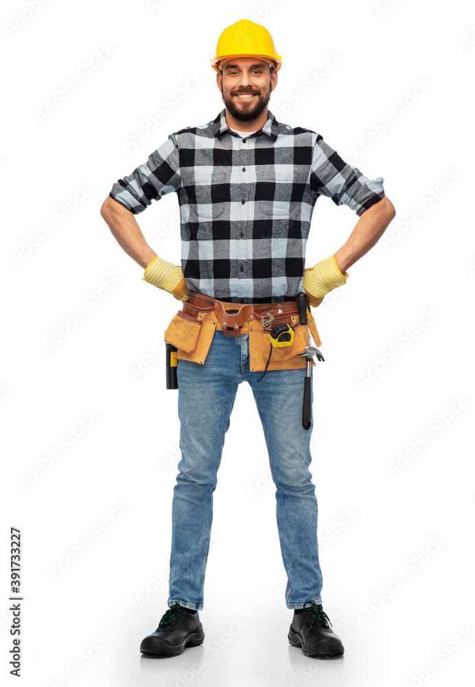 profession, construction and building - happy smiling male worker or builder in helmet over white background profession, construction and building - happy smiling male worker or builder in helmet over white background
