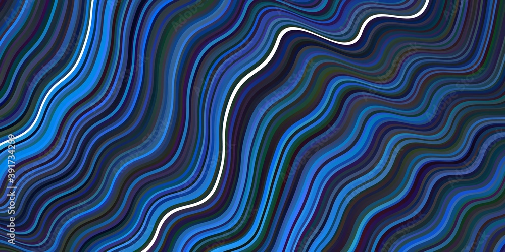 Dark BLUE vector template with curved lines.