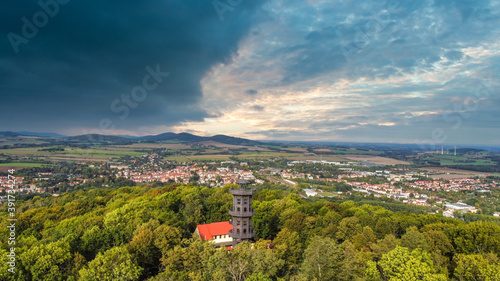 Blick vom König Friedrich Augusturm über Löbau, Sachsen, Deutschland