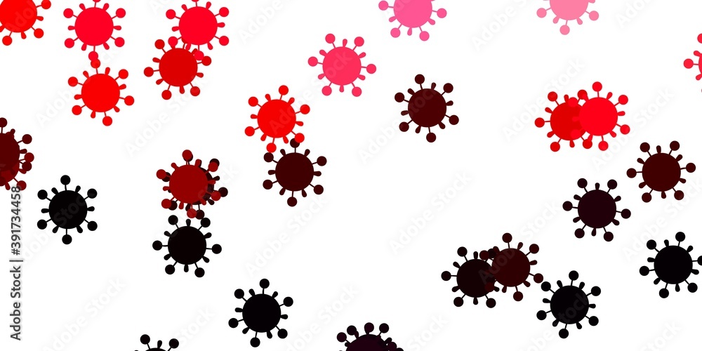 Light pink, red vector backdrop with virus symbols.