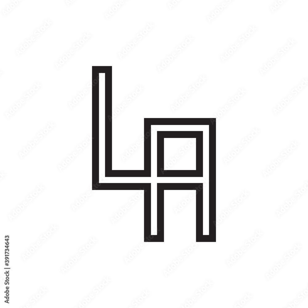 Black and white letter LA initial logo icon Black and white letter LA initial logo icon