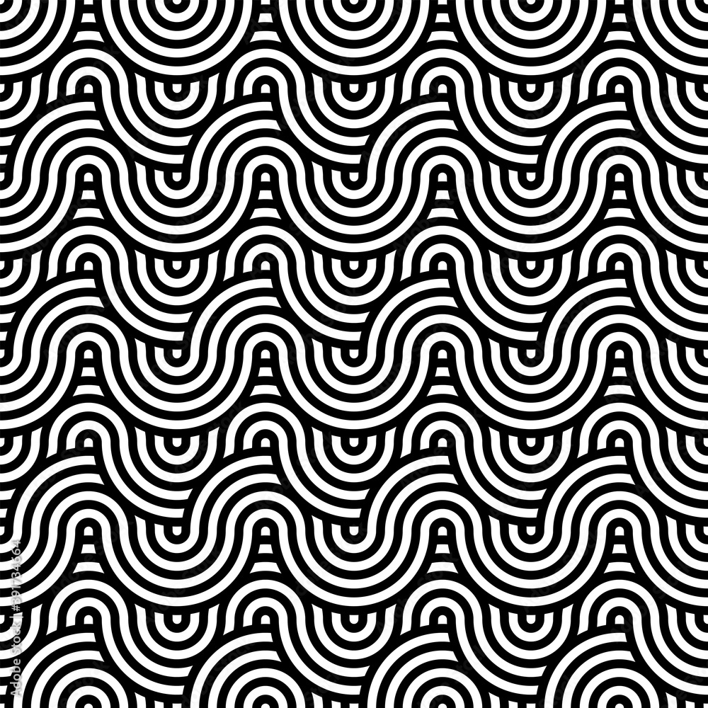 Naklejka premium Black and white seamless pattern background