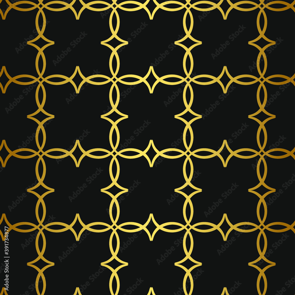 Naklejka premium Seamless vector golden repeat geometric pattern. Golden geometrical 10 eps background for fabric, cover, textile, design, banner.