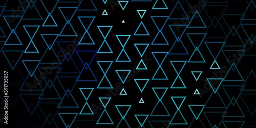 Dark BLUE vector template with lines, triangles.