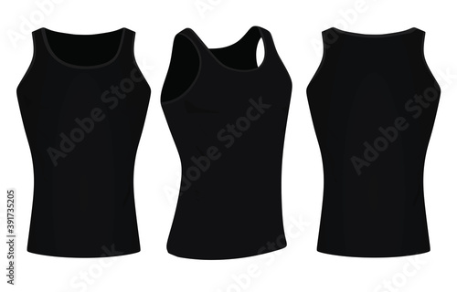 Black sleeveless t shirt. vector illustration