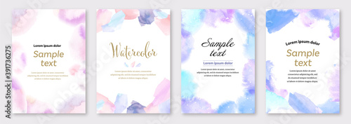 watercolor 宝石のような,キラキラした,可愛らしい水彩カードセット