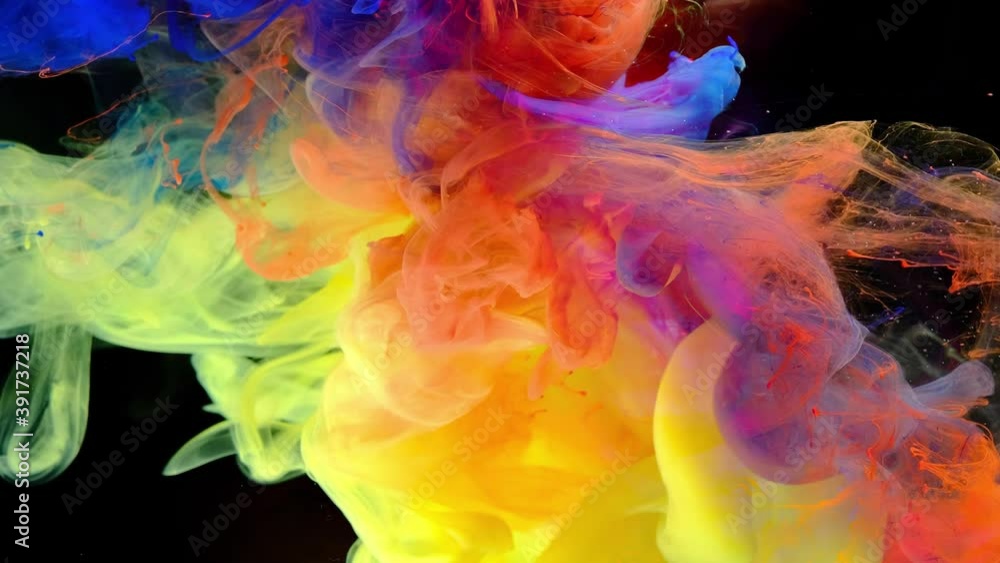 4K Footage,Color paint drops in water ,Color splash background, Luxury colors Slow motion shot,