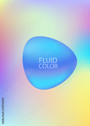 Fluid 3d shape with the modern neon colors. Liquid holographic backdrop for posters, brochures, textile pattern, gift wrapping, web and desktop wallpaper. Premium vector.