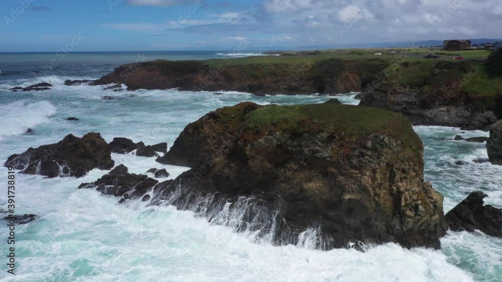 Rugged Coastline Scenic Landscape Glass Beach Fort Bragg California Drone View Rugged Coastline Scenic Landscape Glass Beach Fort Bragg California Drone View