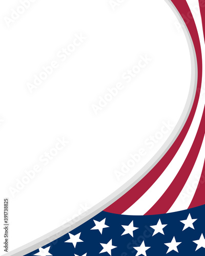 American abstract flag corner patriotic border frame with an empty space for text.	
