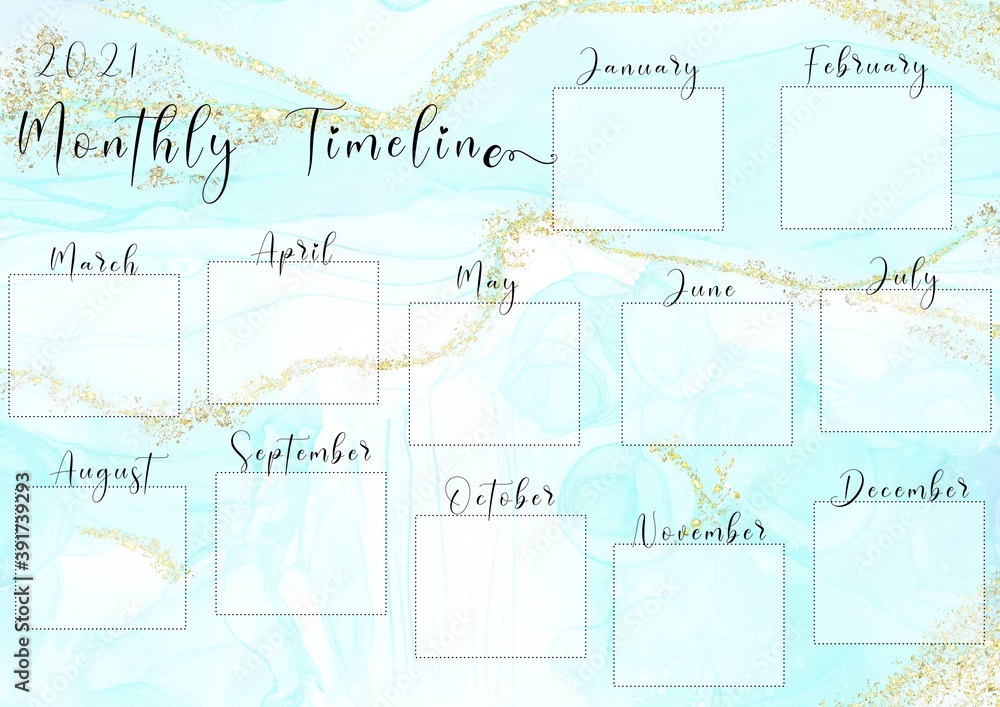 Digital planner - Monthly Timeline for printable and digital planners 