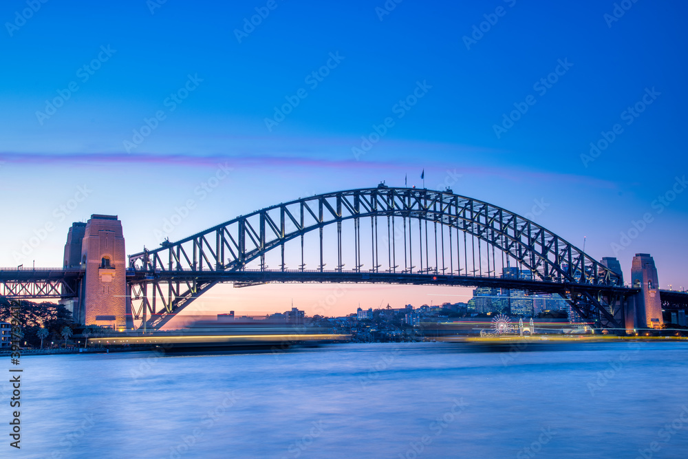 Naklejka premium Night lights of Sydney Harbour Bridge, Australia