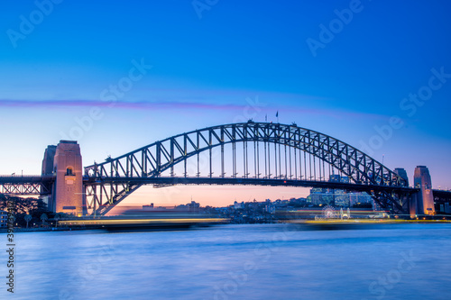 Night lights of Sydney Harbour Bridge, Australia