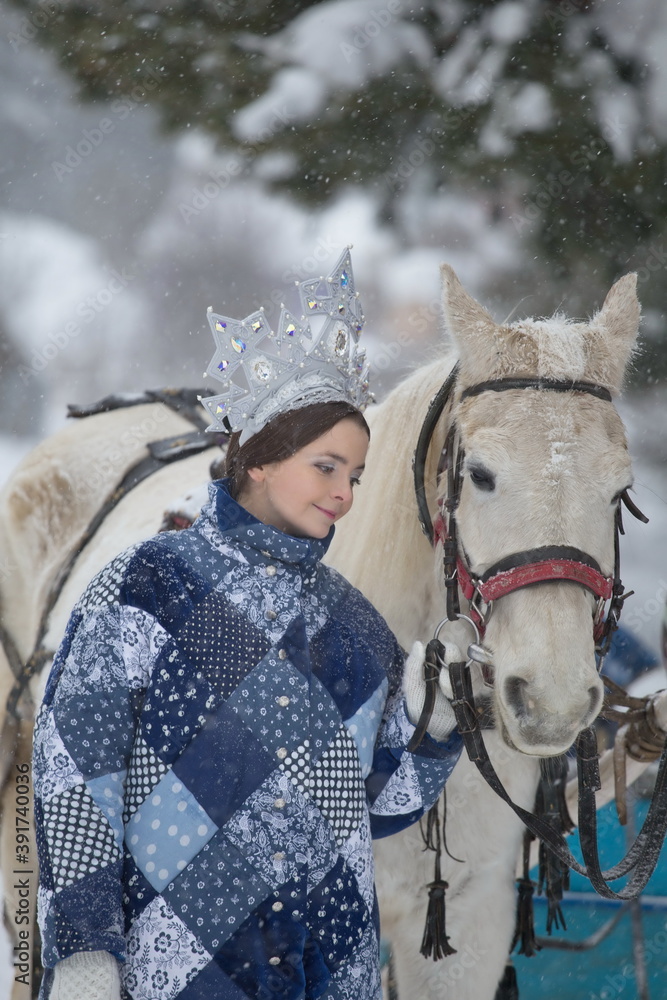 Russian three horse sleigh (russian three horse carriage, russian horse