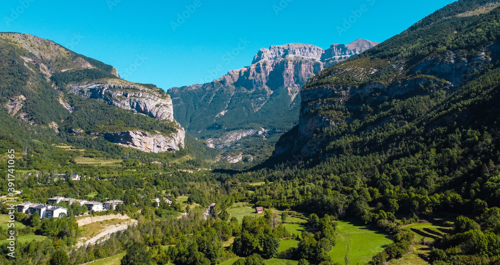 Idyllic green and wide valley in a National Park of Spain