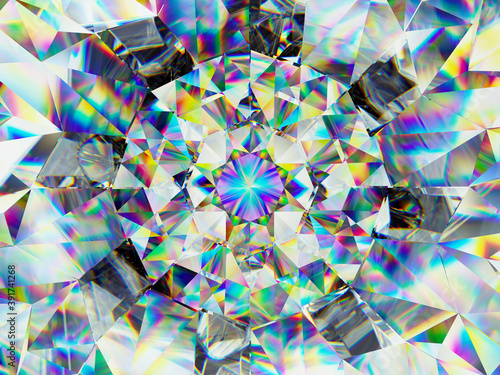 Gemstone or diamond texture closeup and kaleidoscope