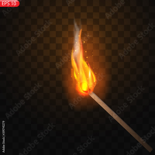 Burning Match Stick Illustration
