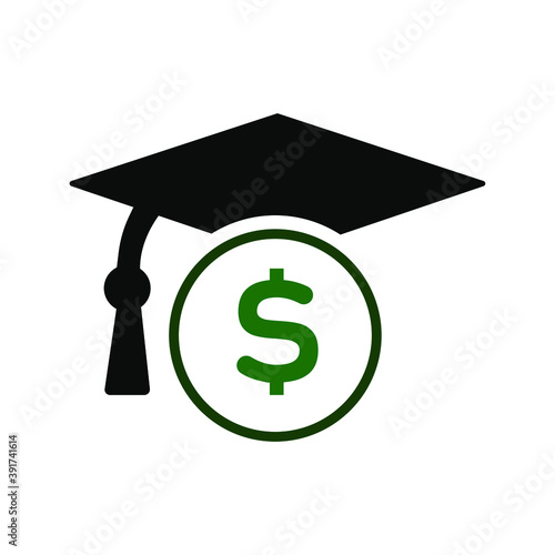 paid tuition, graduate, hat, vector illustration