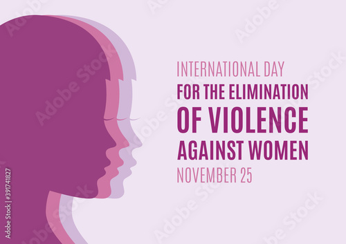 International Day for the Elimination of Violence against Women vector. Woman face profile purple silhouette icon. Pretty girl profile face silhouette. Stop violence against women icon. Important day