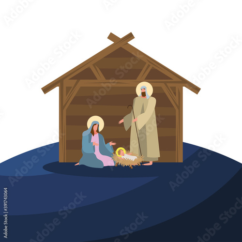 holy family mangers characters in stable scene