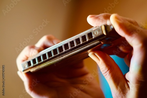 playing the harmonica photo