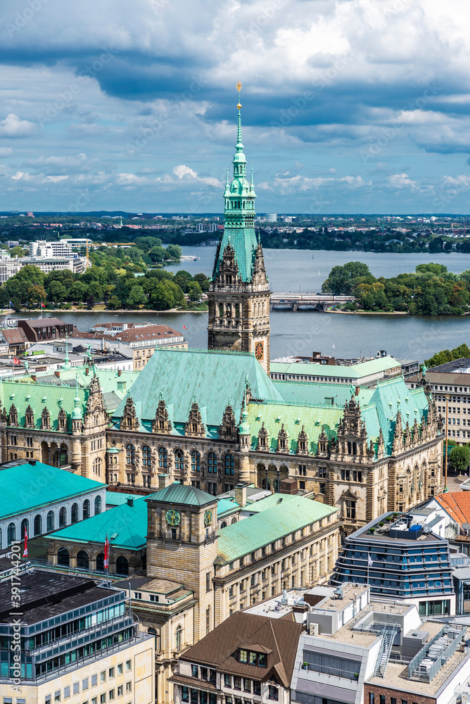 Overview of the city hall of Hamburg, Germany