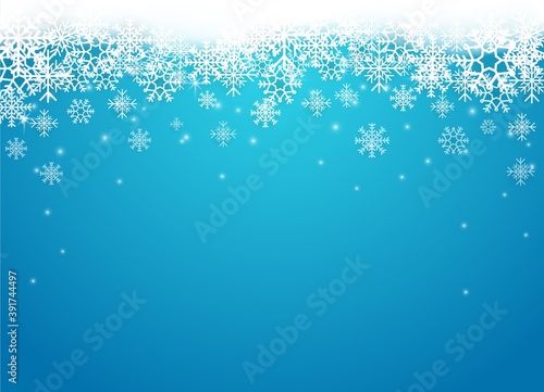 Snowflakes background in different shapes and forms 
